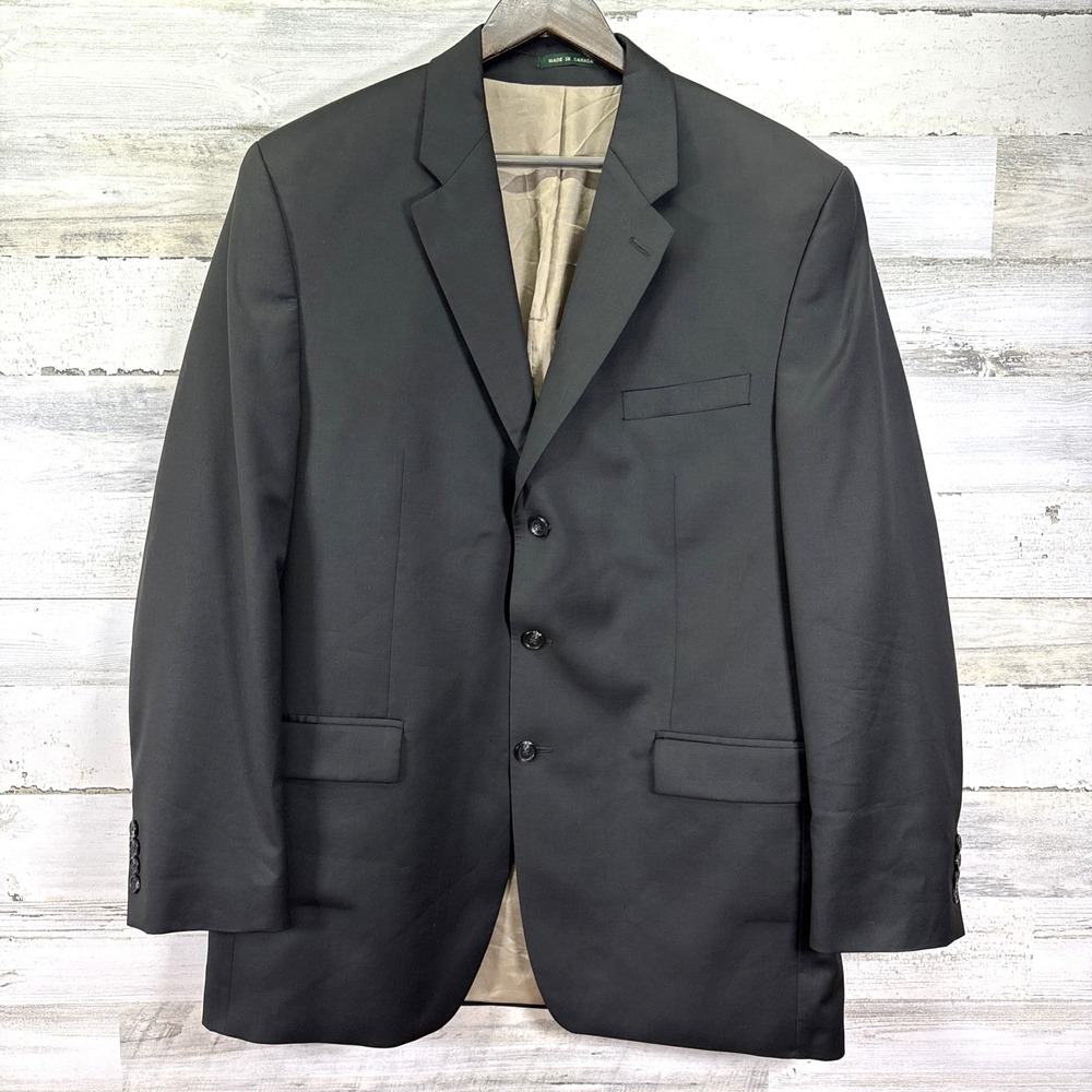 LAUREN Ralph Lauren Dark Gray Wool Cashmere 3 Button Summer Suit Jacket Size 44L